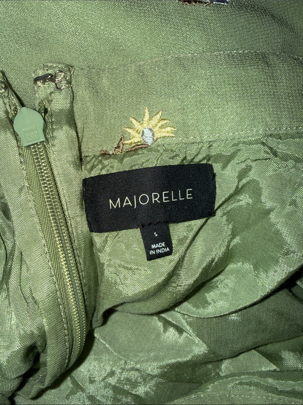 MAJORELLE Olive Green Embroidered Two-Piece Halter Dress - Picture 2 of 4